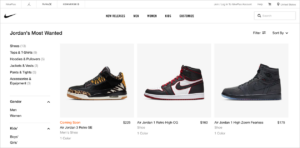 رقابت معمولا برای گروه‌بندی محصولات و فیلترها در وب سایت‌های تجارت الکترونیک استفاده می‌شود. Nike-2019