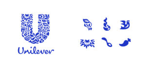 قانون پراگنانز (Law of Prägnanz) - تصویر سمت چپ لوگوی Unilever/ تصویر سمت راست برخی از اجزای تشکیل‌دهنده لوگو را مشاهده می‌کنید.
