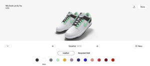 نایک به کاربران این امکان را می دهد که برخی از کفش‌ها را قبل از خرید سفارشی کنند، مانند انتخاب رنگ یا حکاکی متن (منبع: Nike)